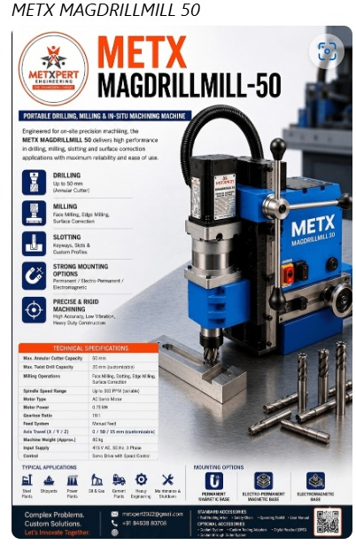 METX MAGDRILLMILL 50 Portable Drilling, Milling & In-Situ Machining Machine